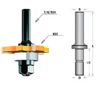 Aufnahmedorn ohne Kugellager, lange Ausführung, D=8mm, LB=40mm, GL=86mm, S=8mm