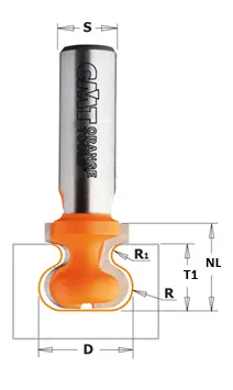 HW Griffmuldenfräser, D=47.6mm, D1=24mm, PT=22mm, NL=28.5mm, R=6.35mm, R1=3.2mm, GL=66.6mm, S=12mm