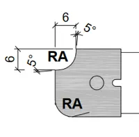 HW Profilmesser R3/R3 zu WPL Viertelstabfräser konvex/konkav R2-R5 (C090-R2-R5)