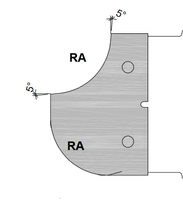 HW Profilmesser R19/R19 zu WPL Viertelstabfräser konvex/konkav R15-R20 (C090-R15-R20)
