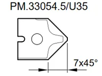HW Profilmesser Fase 45° zu WPL Abrund- / Fase Schaftfräser Z2 (C258-16/20)