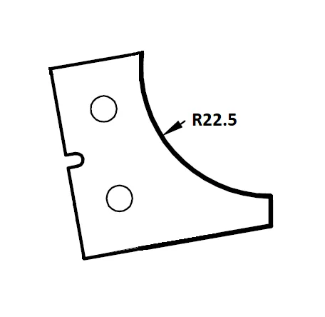 HW Profilmesser R22.5 unten zu WPL Handlauffräser CNC (C506-1), 35x30x2mm