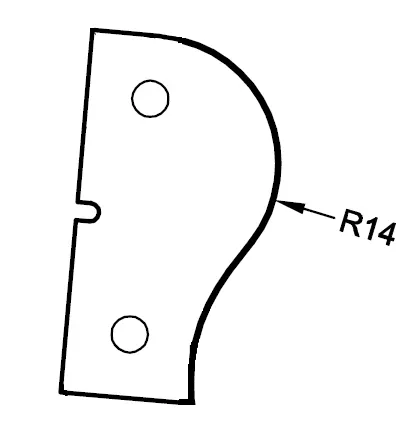 HW Profilmesser R14 zu WPL Handlauffräser Omegaprofil CNC (C505), 40x23x2mm