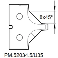HW Profilmesser Fase 45° zu WPL Abrund- / Fase Schaftfräser Z2 (C258-61220)