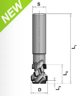 DP Schaftfräser Z2 - DFA906, D=20mm, L1=125mm, L2=46.7mm, L3=4.1mm, S=20mm, re