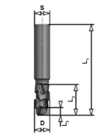 DP Nesting Fräser, D=12mm, L1=72mm, L2=24.5mm, L3=8.2mm, S=12mm, Z3