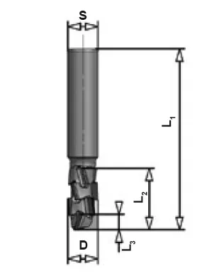 DP Nesting Fräser, D=12mm, L1=72mm, L2=24.5mm, L3=8.2mm, S=12mm, Z3
