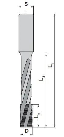 VHM Schlosskastenfräser Z2, D=14mm, L2=15mm, L3=110mm, L1=155mm, S=14mm, RR