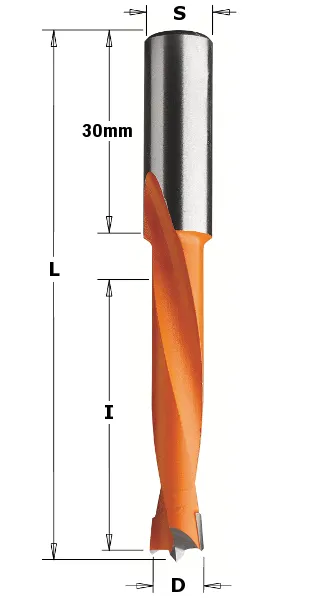HW Dübelbohrer, D=8mm, NL=44mm, GL=77mm, S=10x30mm, R