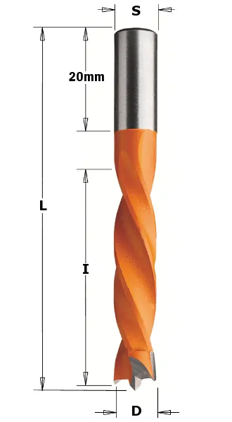 HW Dübelbohrer, D=12mm, NL=40mm, GL=67mm, S=8x20mm, R