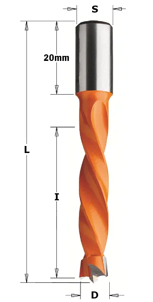 HW Dübelbohrer, D=5mm, NL=43mm, GL=70mm, S=10x20mm, R