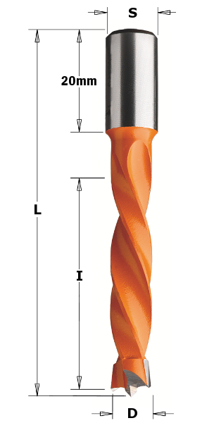 HW Dübelbohrer, D=15mm, NL=43mm, GL=70mm, S=10x20mm, L
