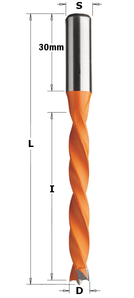 HW Dübelbohrer, D=12mm, NL=65mm, GL=105mm, S=10x30mm, R