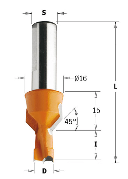 HW Dübelbohrer mit Senker. D=10mm, NL=12mm, GL=70mm, S=10mm, L