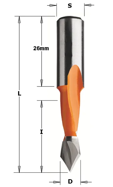 HW Durchgangslochbohrer, D=6mm, NL=27mm, GL=57.5mm, S=10x26mm, R