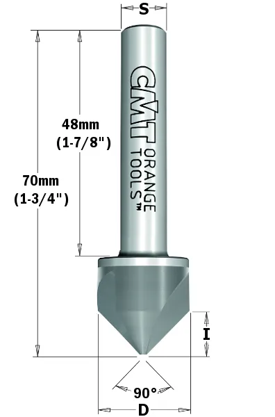 VHM Senker 90° Z3, D=19.5mm, NL=9mm, GL=70mm, S=10x47mm, re