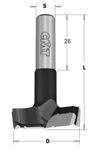 HW Beschlagbohrer X-treme, D=26mm, GL=57.5mm, S=10x26mm, R