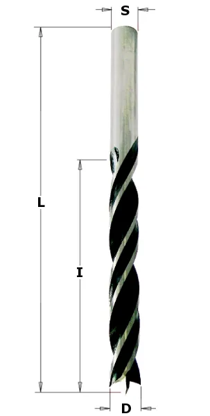 HSS Spiralbohrer, D=3mm, NL=33mm, GL=61mm, S=3mm, R