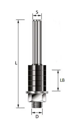 Aufnahmedorn ohne Kugellager, D=6.35mm, LB=20mm, GL=68mm, S=8mm