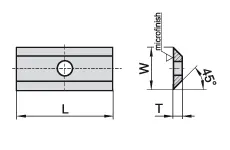 HW Wendeplatte 2-schneidig, 45°, 15x12x1.5mm, HE40