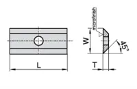 HW Wendeplatte 2-schneidig, 45°, 20x12x1.5mm, KCR18+