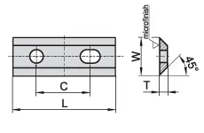HW Wendeplatte 2-schneidig, 45°, 50x12x1.5mm, HE40
