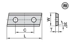 HW Wendeplatte 2-schneidig, 35°, 29.5x12x1.5mm, RI 5° KCR08