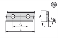 HW Wendeplatte 2-schneidig, 35°, 29.5x12x1.5mm, RI 15° KCR08