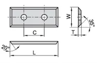HW Wendeplatte 4-schneidig, 35° 29.5x9x1.5mm, KCR02+