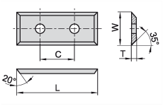 HW Wendeplatte 4-schneidig, 35° 49.2x9x1.5mm, KCR08