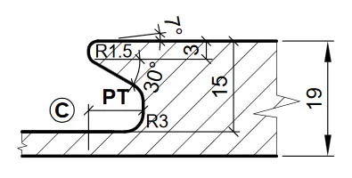 HW  Profilmesser - Profil C, 25x23.2x2mm, zu WPL Griffmuldenfräser für CNC