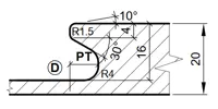 HW Profilmesser - Profil "D" zu WPL Griffmuldenfräser CNC (C557-2A), 25x22.2x2mm