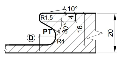 HW Profilmesser - Profil "D" zu WPL Griffmuldenfräser CNC (C557-2A), 25x22.2x2mm