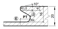 HW Profilmesser - Profil "E" zu WPL Griffmuldenfräser CNC (C557-2A), 25x24.2x2mm