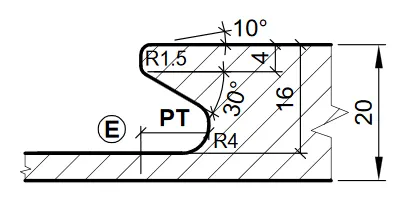 HW Profilmesser - Profil "E" zu WPL Griffmuldenfräser CNC (C557-2A), 25x24.2x2mm