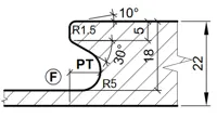 HW Profilmesser - Profil "F" zu WPL Griffmuldenfräser CNC (C557-2A), 25x22.2x2mm