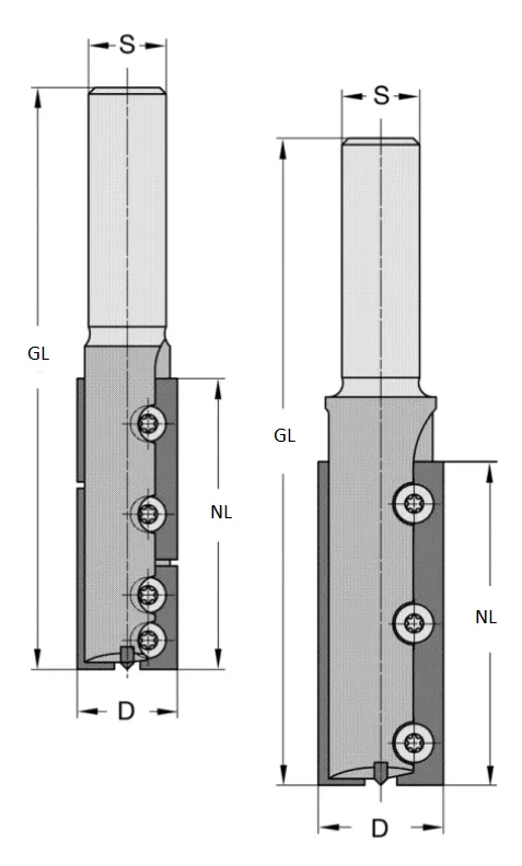 WPL Nutfräser Z2, D=16mm, NL=45mm, GL=80mm, IG M10, R
