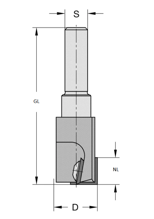 WPL Nut- und Stulpfräser Z1+1, D=24mm, NL=12mm, GL=70mm, S=12mm, R