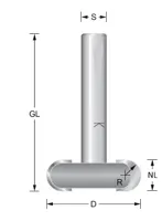 HW T-Nutfräser mit Radius Z2, D=30mm, NL=4mm, GL=48mm, S=8mm, R