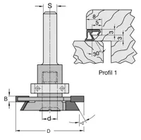 HW Dichtungsfräsersatz, D=36mm, B=3mm, GL=60mm, S=12mm, Profil1