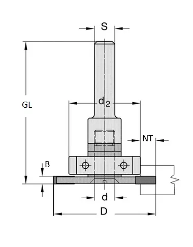 HW Laminatfräsersatz, D=40mm, B=2.5mm, GL=55mm, S=8mm, NT=6mm