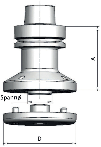 Sägeblattaufnahme d=30mm, D=90mm, A=80mm, HSK-F 63