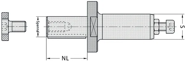 Fräsdorne (Zylinderschaft), Spann-ø=20mm, KN=6x1.5mm, NL=40mm, GL=105mm, S=25mm
