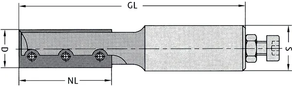 WPL Schaftfräser Z2, D=25mm, NL=50mm, GL=119mm, S=25mm, RL