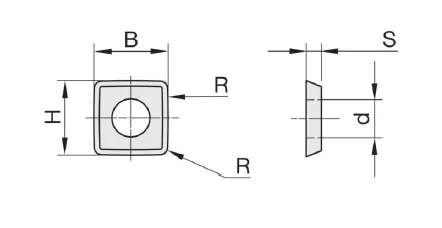 HW Wendeplatte - System "FourCut", 9.8x9.8x2mm, 4-seitig, bombiert, für Plan- und Schruppfräser