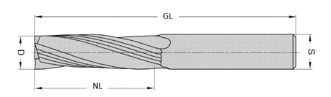 VHM Schlichtfräser Z3, D=16mm, NL=55mm, GL=110mm, S=16mm, RL