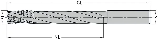 VHM Schlosskastenfräser Z3, D=16mm, NL=30/115mm, GL=170mm, S=16mm, RL