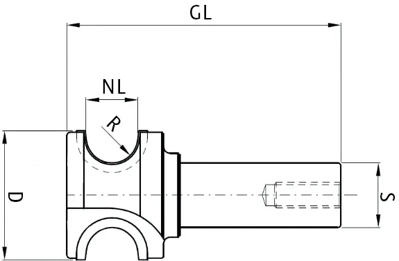 DP Profilfräser R12 Z2, D=48mm, NL=24mm, GL=93mm, S=20mm, R