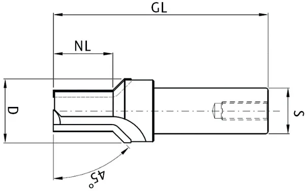 DP Profilfräser Z2+1, D=28mm, NL=19mm, GL=87mm, S=20mm, L