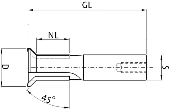 DP Profilfräser Z2, D=30mm, NL=26mm, GL=94mm, S=20mm, L